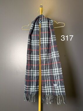 Burberry Black Plaid Scarf with Red and Gray Check